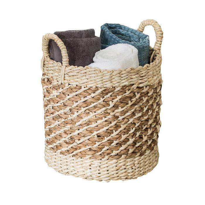 honey can do Natural Tea Stained Large Wicker Storage Basket with Handles