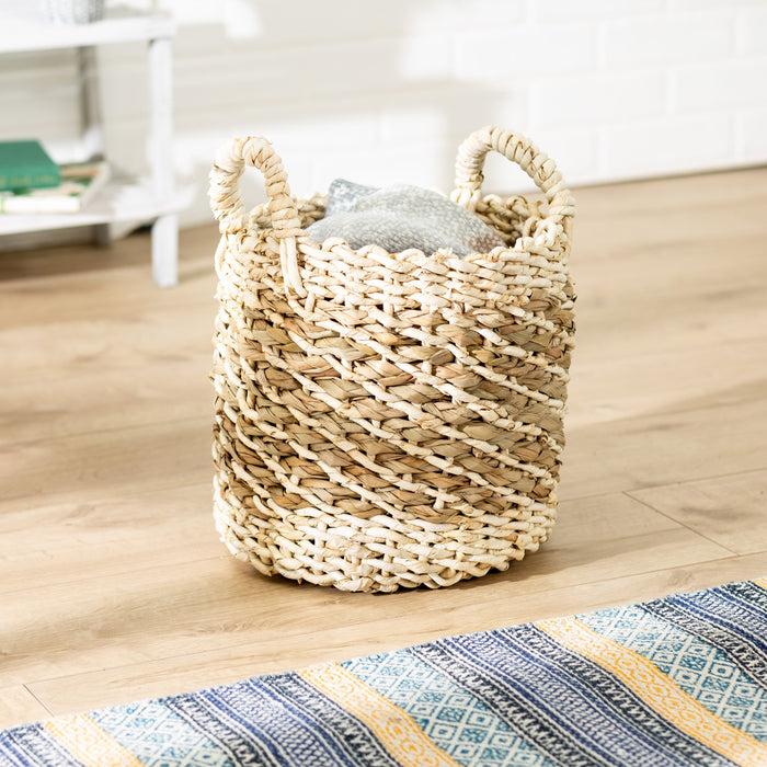 Honey Can Do Natural Tea Stained Small Wicker Storage Basket With Handles