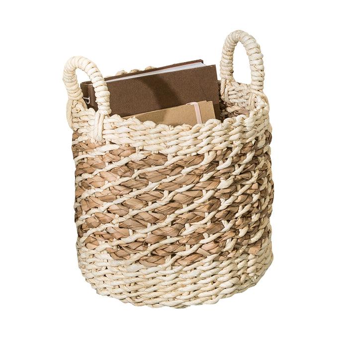 honey can do Natural Tea Stained Small Wicker Storage Basket with Handles