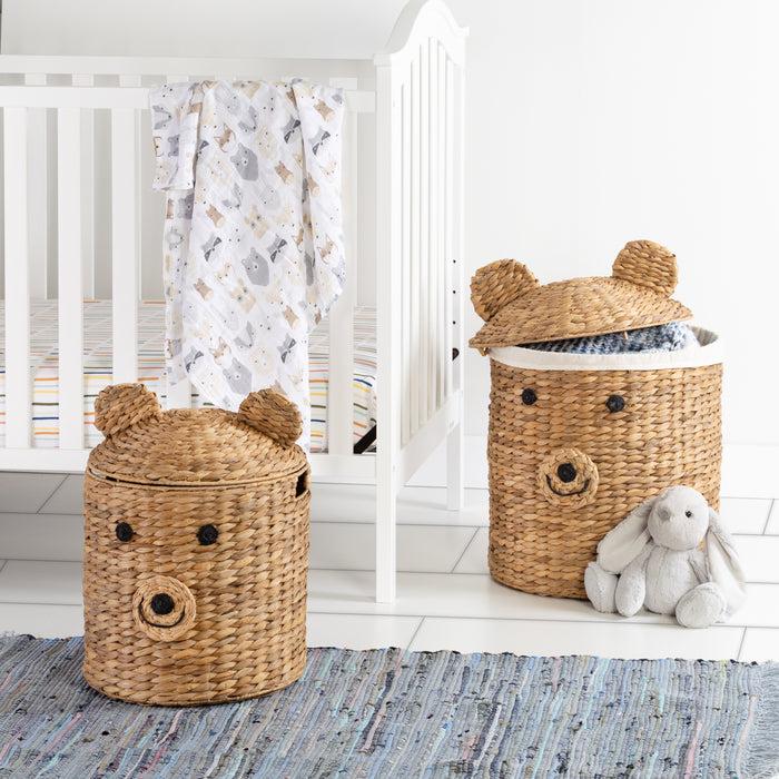 Honey Can Do Natural Water Hyacinth Bear Shaped Baskets (Set Of 2)