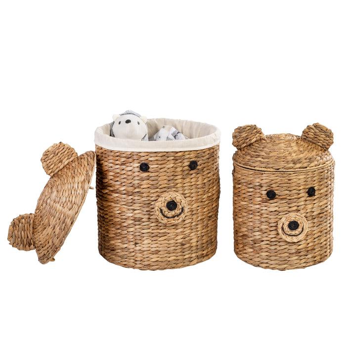 honey can do Natural Water Hyacinth Bear Shaped Baskets (Set of 2)