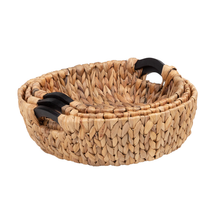 Honey Can Do Natural Water Hyacinth Nesting Baskets With Wood Handles (Set Of 3)