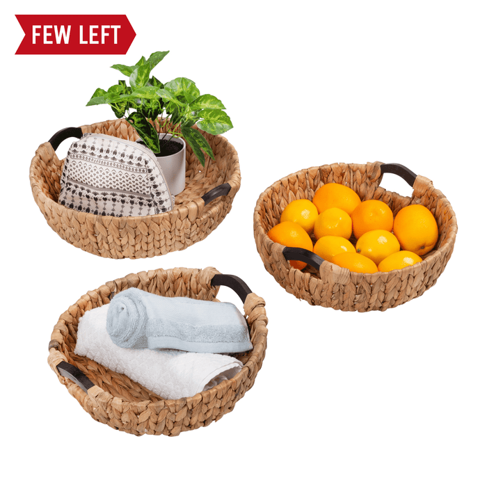 honey can do Natural Water Hyacinth Nesting Baskets with Wood Handles (Set of 3)