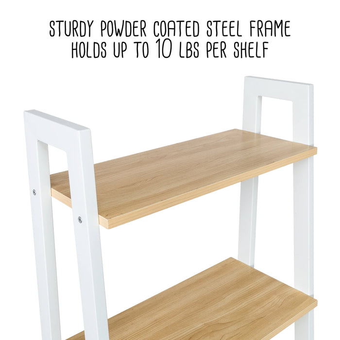 Honey Can Do Natural/White 5-Tier Wood And Metal A-Frame Ladder Shelf
