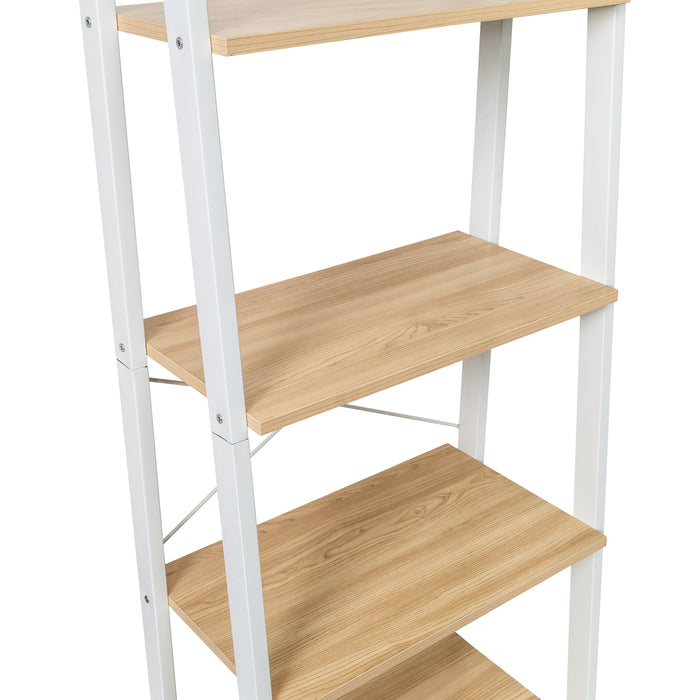 Honey Can Do Natural/White 5-Tier Wood And Metal A-Frame Ladder Shelf