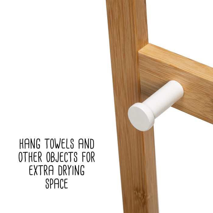 Honey Can Do Natural/White Bamboo 3-Tier Freestanding Bath Towel Rack