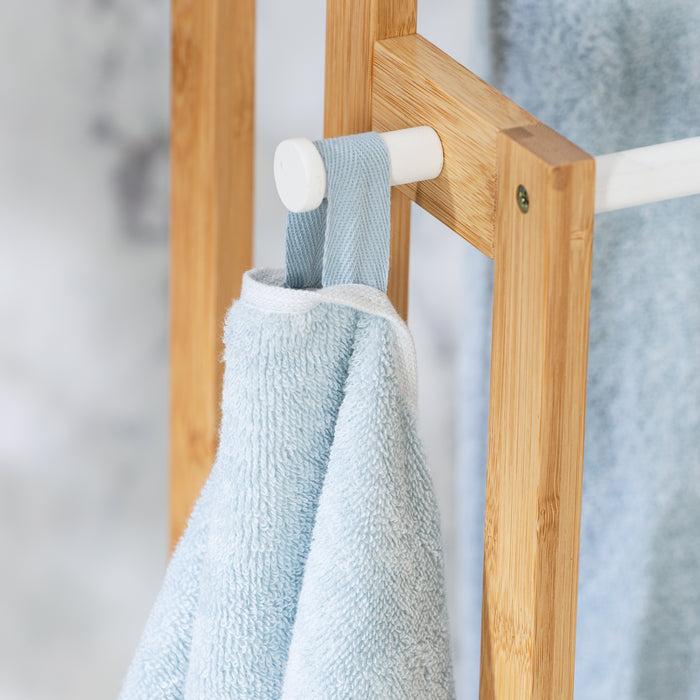 Honey Can Do Natural/White Bamboo 3-Tier Freestanding Bath Towel Rack