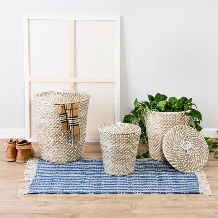 Honey Can Do Natural/White Seagrass Snake Charmer's Nesting Baskets (Set Of 3)