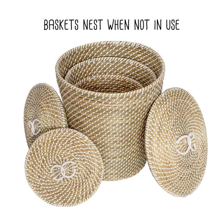 Honey Can Do Natural/White Seagrass Snake Charmer's Nesting Baskets (Set Of 3)