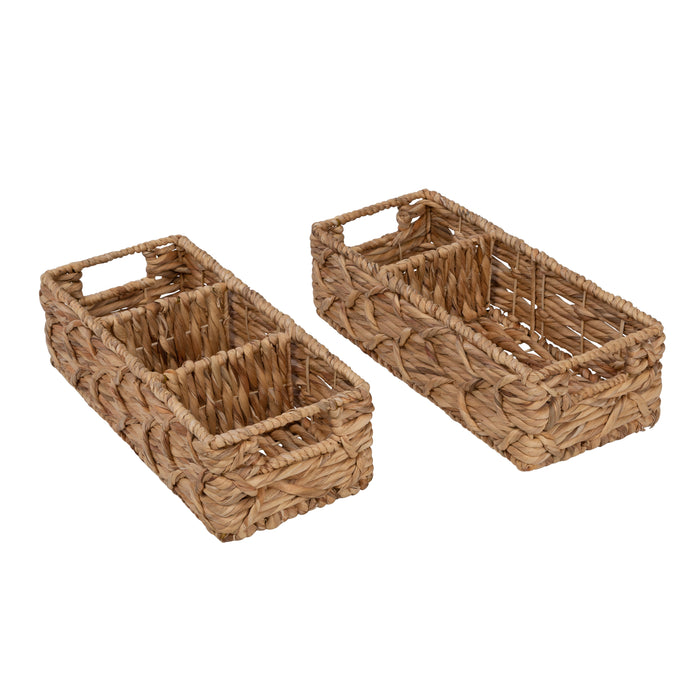 Honey Can Do Natural Wicker Multi-Purpose Baskets With Dividers (Set Of 2)