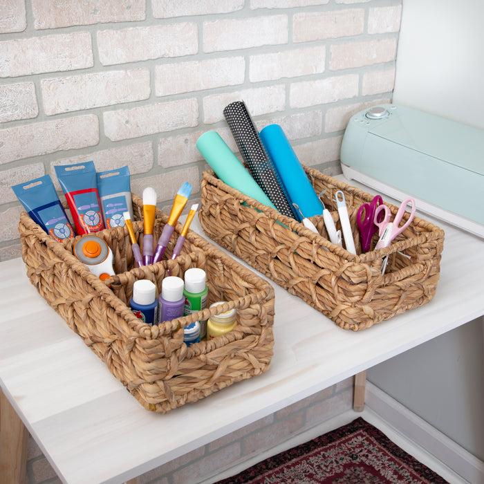 Honey Can Do Natural Wicker Multi-Purpose Baskets With Dividers (Set Of 2)