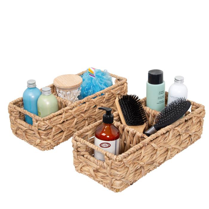 honey can do Natural Wicker Multi-Purpose Baskets with Dividers (Set of 2)