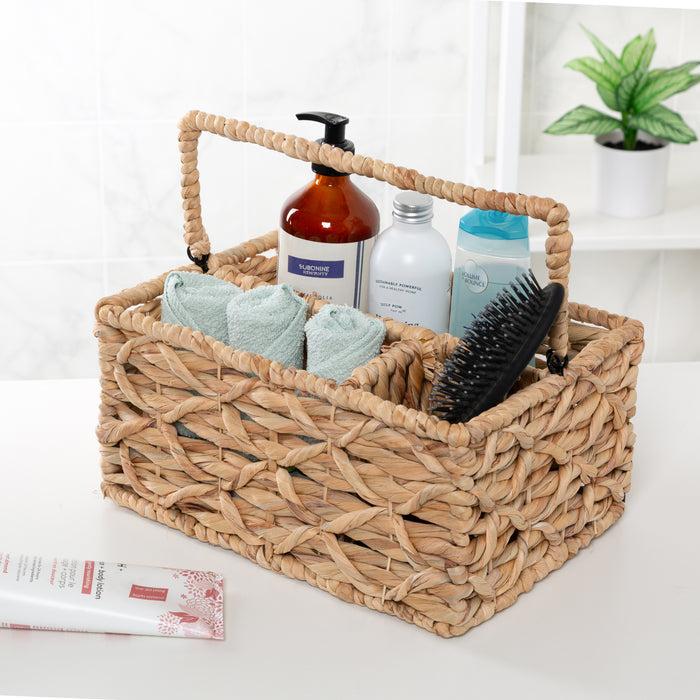 Honey Can Do Natural Wicker Multi-Use 3-Compartment Basket Caddy With Handle