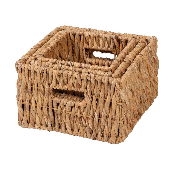 Honey Can Do Natural Wicker Square Nested Baskets With Handles (Set Of 3)