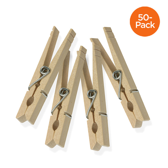 honey can do Natural Wood Spring-Loaded Clothespins (50-Pack)