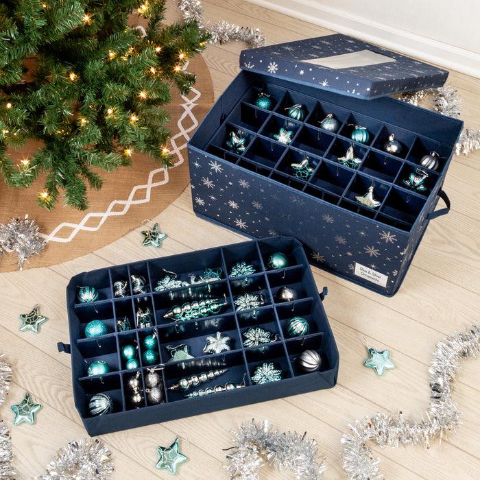 Honey Can Do Navy Blue Deluxe 72-Ornament Storage Box