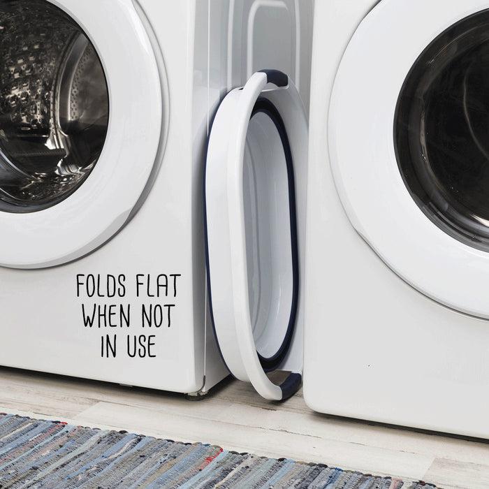 Honey Can Do Navy Blue/White Collapsible Rubber Laundry Baskets (Set Of 2)