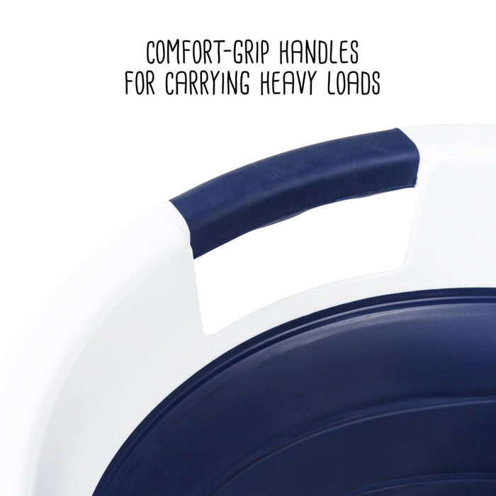 Honey Can Do Navy Blue/White Collapsible Rubber Laundry Baskets (Set Of 2)