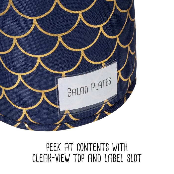 Honey Can Do Navy/Gold Round Dinnerware Storage Cases (Set Of 3)