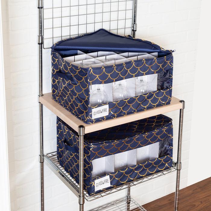 Honey Can Do Navy/Gold Stemware Storage Boxes (2-Pack)