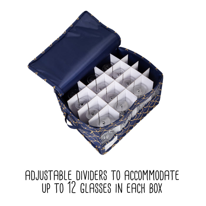 Honey Can Do Navy/Gold Stemware Storage Boxes (2-Pack)