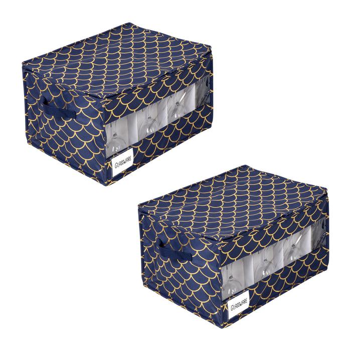Honey Can Do Navy/Gold Stemware Storage Boxes (2-Pack)