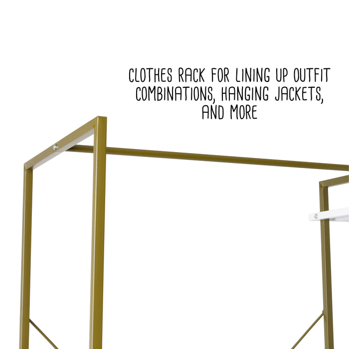 Honey Can Do Olive/White Metal Freestanding Open Closet With 4 Shelves