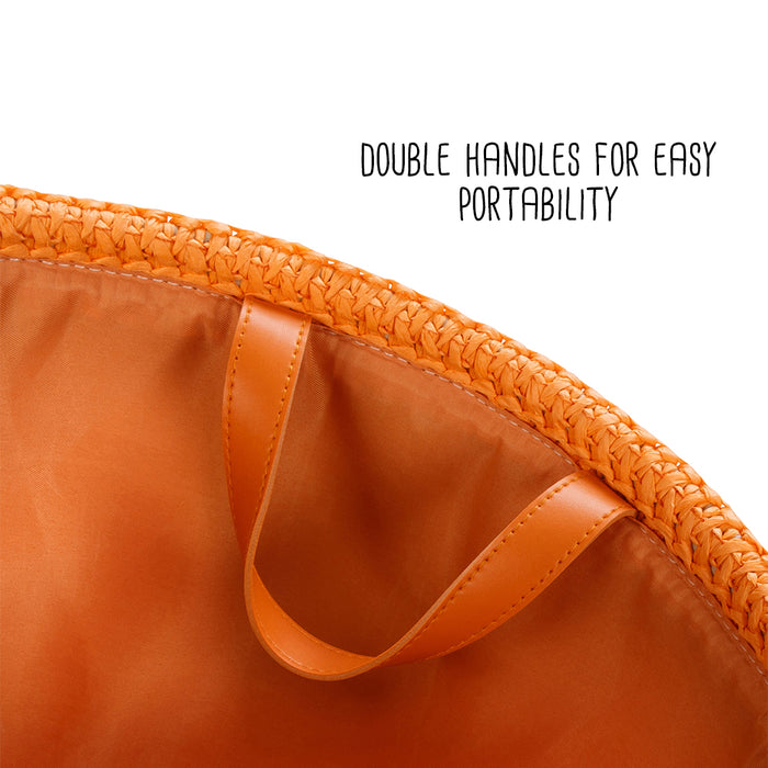 Honey Can Do Orange/Natural Paper Straw Nesting Baskets With Handles (Set Of 3)