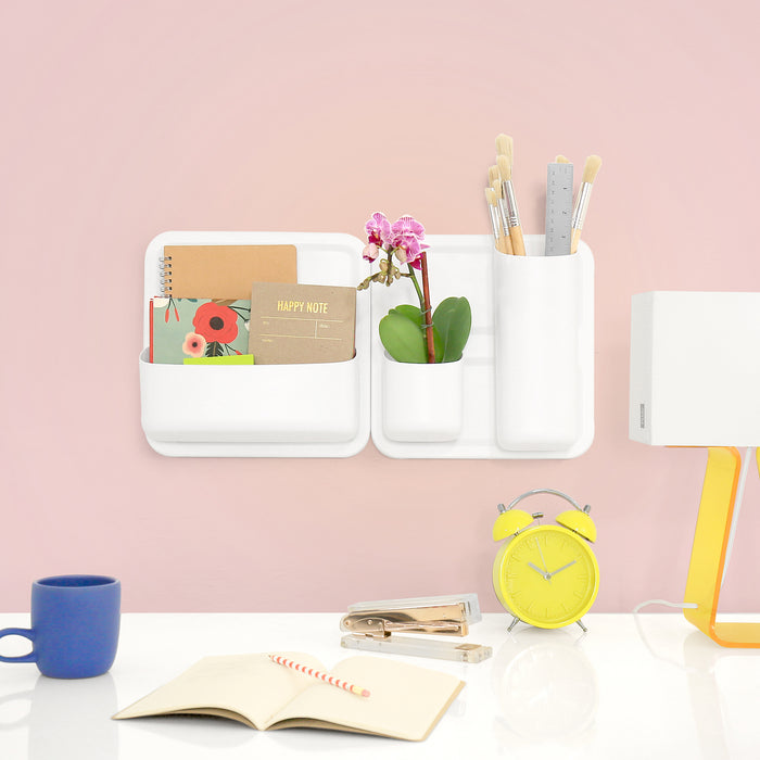 Honey Can Do Perch White Magnetic Wall Storage System (3-Piece Set)