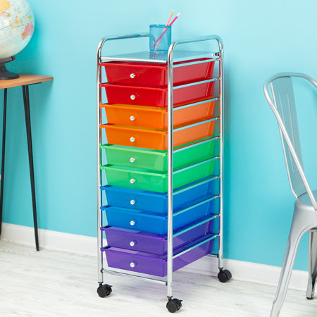 Honey Can Do Rainbow 10-Drawer Metal Rolling Storage Cart