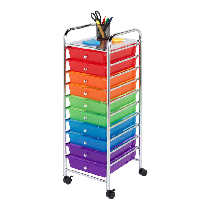 honey can do Rainbow 10-Drawer Metal Rolling Storage Cart