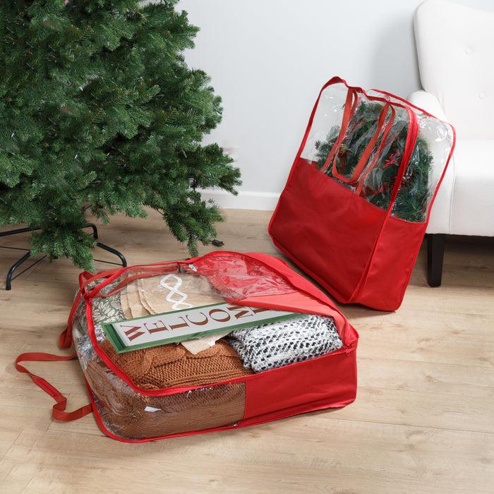 Honey Can Do Red/Clear Holiday Storage Bags With Handles (2-Pack)