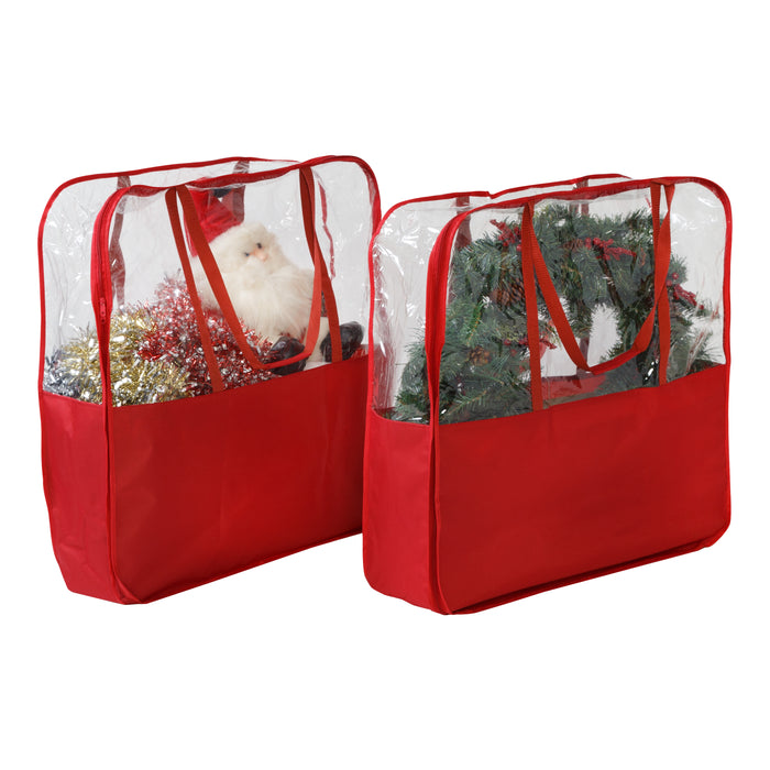 honey can do Red/Clear Holiday Storage Bags with Handles (2-Pack)
