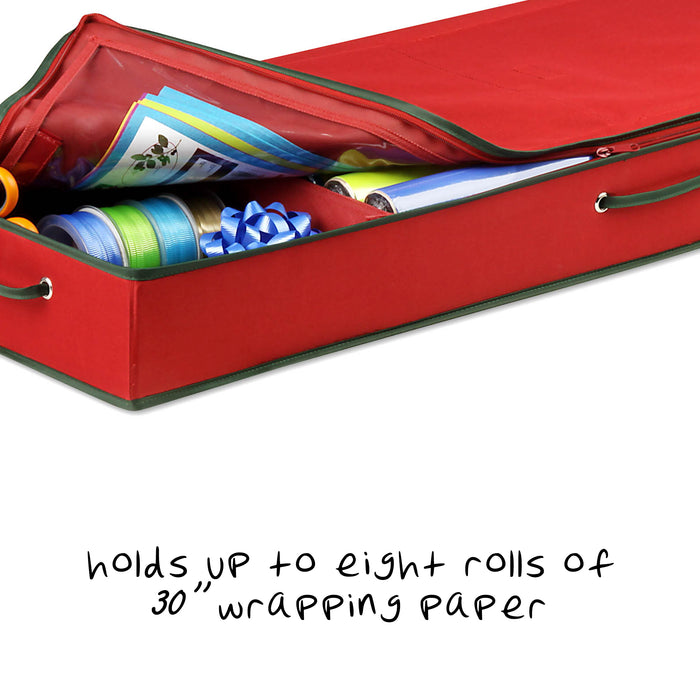 Honey Can Do Red Gift Wrap Organizer With Compartments And Pockets