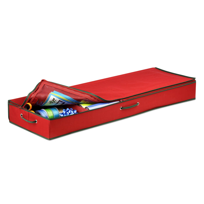 honey can do Red Gift Wrap Organizer with Compartments and Pockets