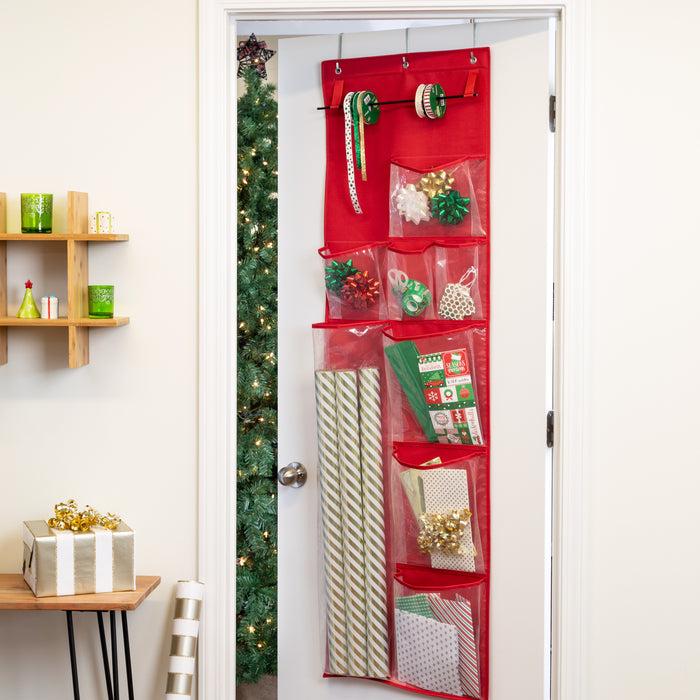 Honey Can Do Red Over-The-Door Holiday Gift Wrap Organizer