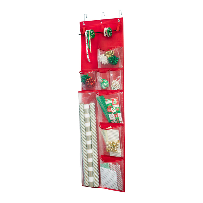 honey can do Red Over-The-Door Holiday Gift Wrap Organizer