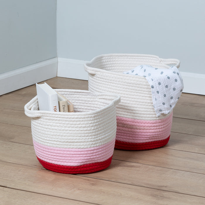 Honey Can Do Red/White Ombré Cotton Rope Nesting Basket (Set Of 2)