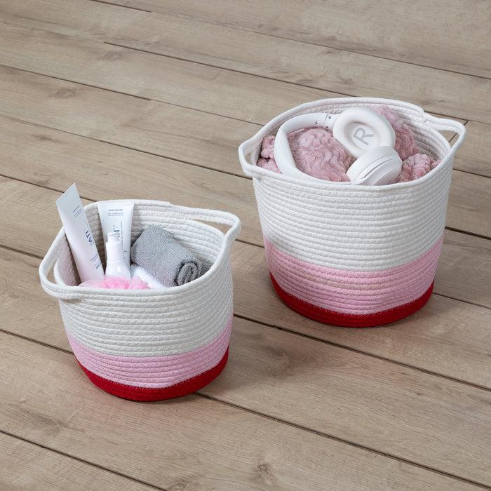 Honey Can Do Red/White Ombré Cotton Rope Nesting Basket (Set Of 2)