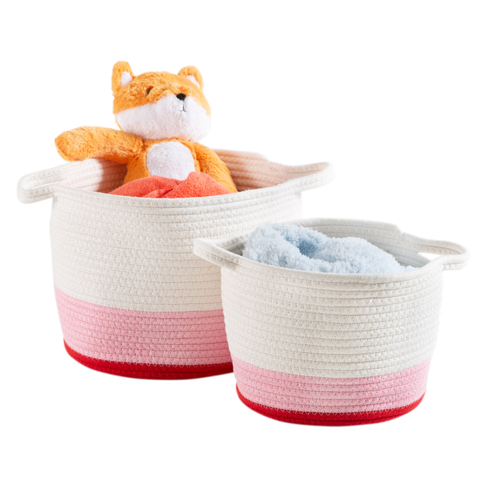 Honey Can Do Red/White Ombré Cotton Rope Nesting Basket (Set Of 2)
