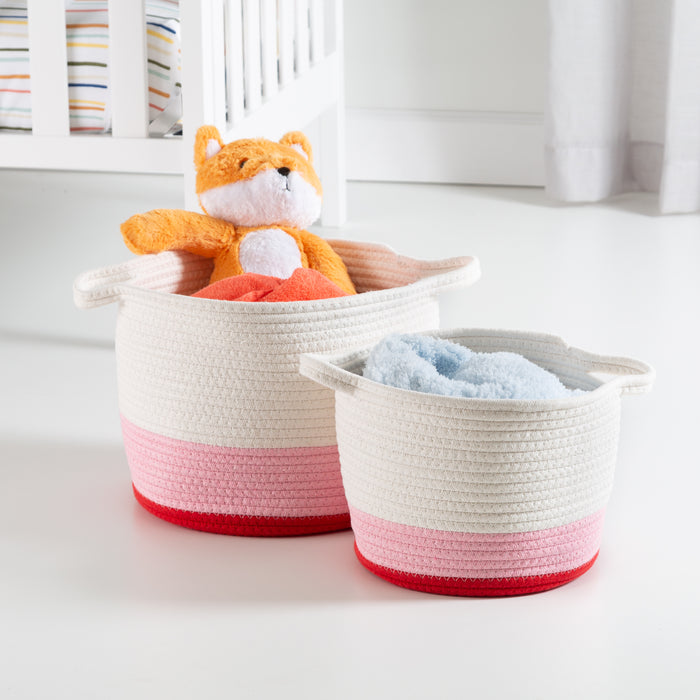 Honey Can Do Red/White Ombré Cotton Rope Nesting Basket (Set Of 2)