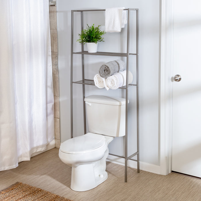 Honey Can Do Satin Nickel 2-Tier Over-the-Toilet Space Saver