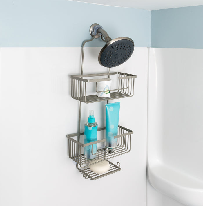 Honey Can Do Satin Nickel 3-Tier Hanging Shower Caddy