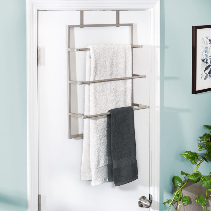 Honey Can Do Satin Nickel 3-Tier Over-The-Door Towel Rack