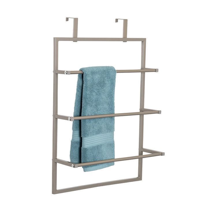 honey can do Satin Nickel 3-Tier Over-The-Door Towel Rack