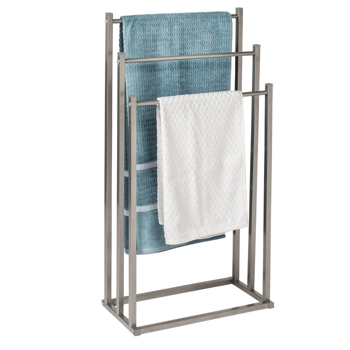 honey can do Satin Nickel 3-Tier Steel Freestanding Towel Rack