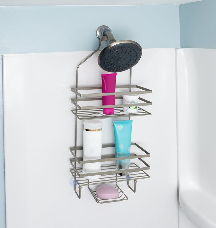 Honey Can Do Satin Nickel 3-Tier Steel Hanging Shower Caddy