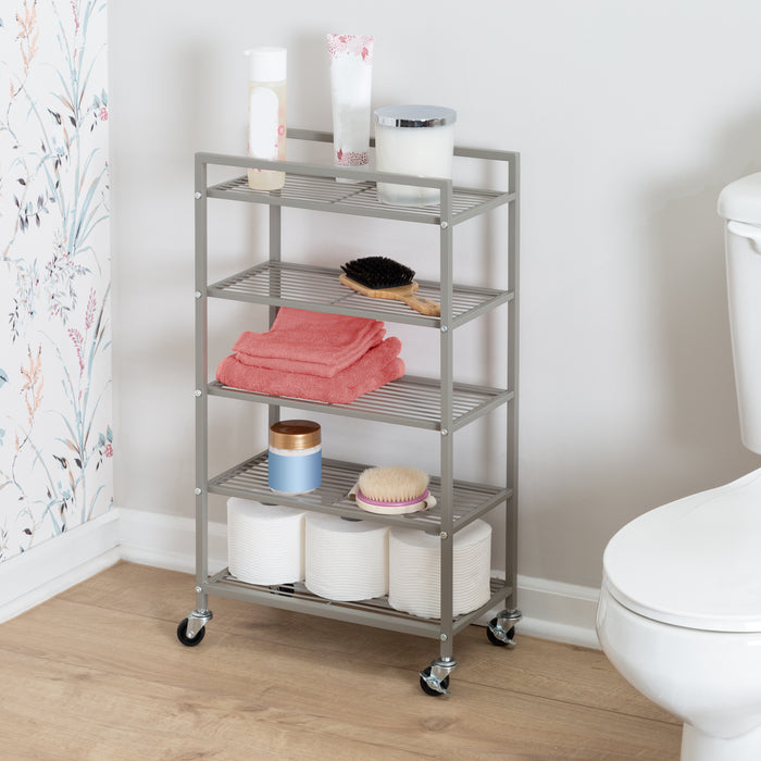 Honey Can Do Satin Nickel 5-Tier Rolling Bath Storage Cart