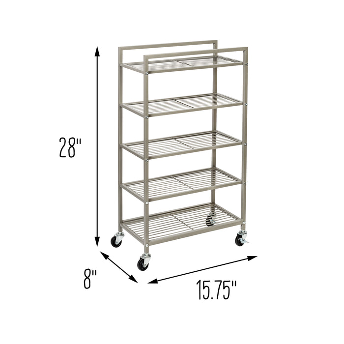 Honey Can Do Satin Nickel 5-Tier Rolling Bath Storage Cart