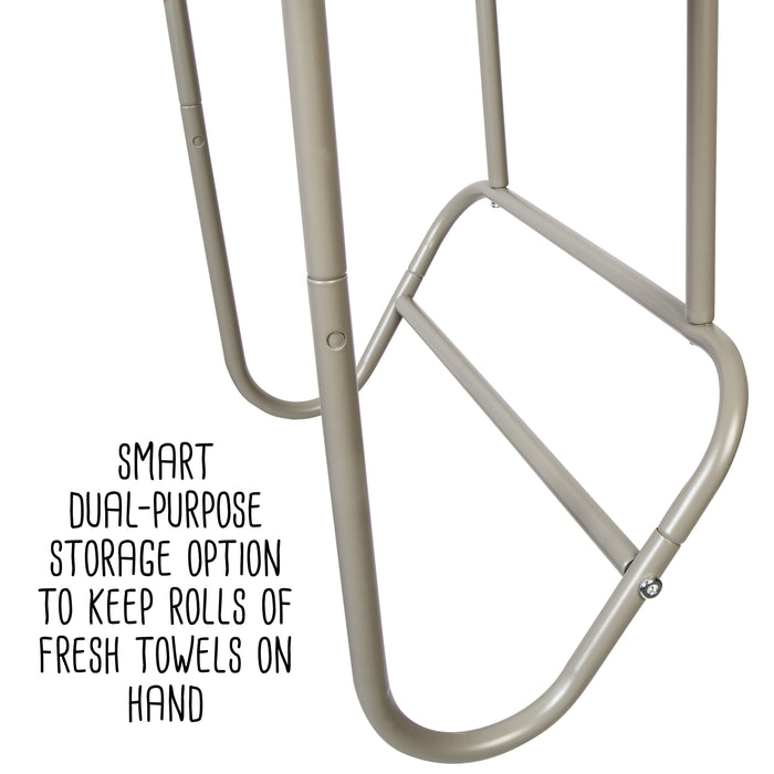 Honey Can Do Satin Nickel Bath Wall-Mounted Towel Holder With Shelf